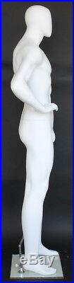 New! 6 ft 4 in H Male Abstract Head Mannequin, Muscular Body Mannequin SFM62E-WT
