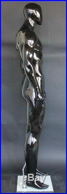 New! 6 ft 4 in Male Abstract Head Mannequin Athletic Body Glossy Black SFM52E-HB