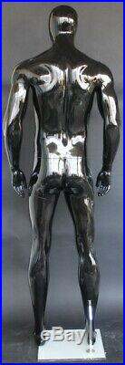 New! 6 ft 4 in Male Abstract Head Mannequin Athletic Body Glossy Black SFM52E-HB