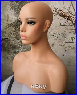 New Realistic Mannequin Head Fiberglass Hat Glasses Mold Stand Torson Wig No. 14