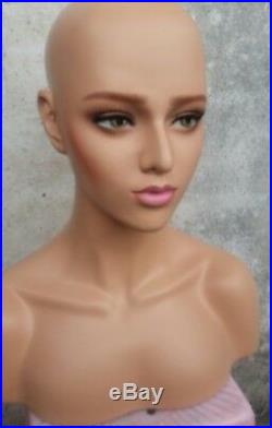 Newest Female Healthy Color Skin Fiberglass Mannequin Head Bust For Wigs/Jewelry