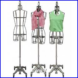 OPEN BOX PMP-901B Raw Steel Metal Ladies Female Wire Mannequin Dress Form Sz 4