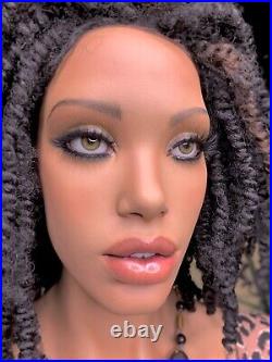 PATINA V Rare Vintage Realistic Black Female Mannequin Face Glass Eyes & Teeth