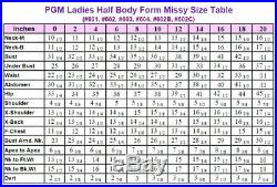 PGM Professional Dress Form Half Body with collapsible shoulders size 6
