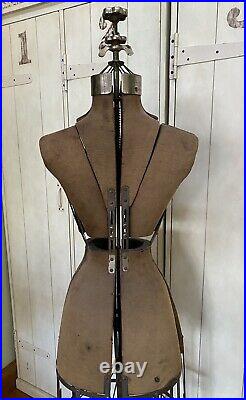 Pat 1908 Vintage L&M Adjustable ACME Dress Form Size A Victorian Cast Iron Base