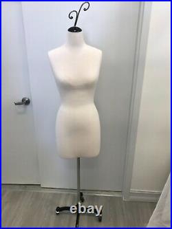 Pinnable Female Dress Form Mannequin white on steel rolling base
