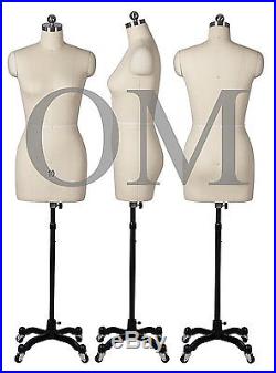 Pinnable Female Mannequin Dress Form, With Heavy Duty Rolling Base, Size 10 mt 10