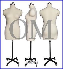 Pinnable Female Mannequin Dress Form, With Heavy Duty Rolling Base, Size 18 mt 18