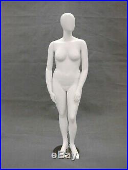 Plus Size Female Egg Head Matte White Standing Mannequin with Base