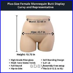 Plus Size Full Round Butt Mannequin Form, Display 33 Waist, 44 Hip, Fiberglass