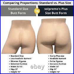 Plus Size Full Round Butt Mannequin Form, Display 33 Waist, 44 Hip, Fiberglass