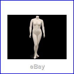 Plus Size Headless Full Body Matte White Female Mannequin with Metal Base