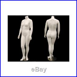 Plus Size Headless Full Body Matte White Female Mannequin with Metal Base