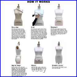 Pro Female Half Body Linen Size 10 Pinnable Dress Form Mannequin with Arm