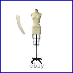 Pro Female Half Body Linen Size 2 Pinnable Dress Form Mannequin with Arm