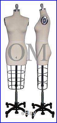 Professional Female Mannequin Dress Form, With Heavy Rolling Base, Size 4 (ncs 4)