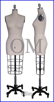 Professional Female Mannequin Dress Form, With Heavy Rolling Base, Size 8 (ncs 8)
