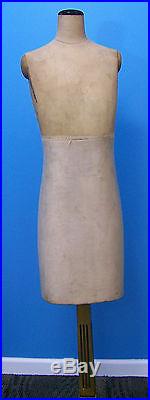 Rare Antique Early 1920's Girl Woman Mannequin Dress Form w Gilted Wood Stand