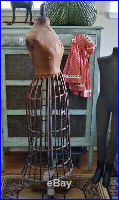 Rare Antique WOODEN Cage Mannequin Dress Form