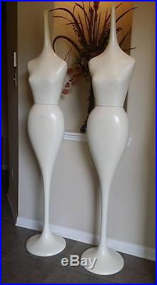 Rare vintage 60s wood Mermaid Tulip Base Mannequins, Set of 2, Bombshell Shape