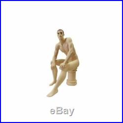 Realistic Face Sitting Men's Mannequin With Molded Hair Stool Included