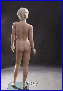 Realistic Female Junior Kids Fleshtone Full Body Fiberglass Mannequin with Base