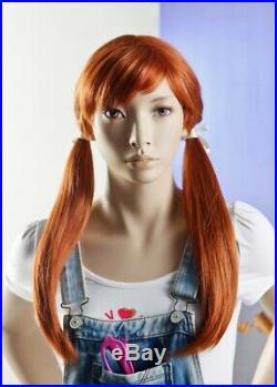 Realistic Girls Teen Mannequin with Facial Features and Wig with Metal Base