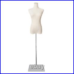 SHAREWIN Dress Form Mannequin Body Female Beige Linen Fabric Manikin Torso wi