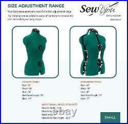 SHIP USA Sew You Adjustable Dress Form Small Plastic Opal Green NEW