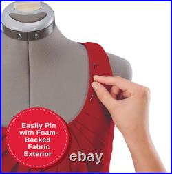 SINGER NEW Grey/Red Dress Form Fits Sizes 10-18, Foam Backing for Pinning