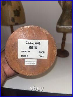 Set Of Vintage Dress Form Sewing Craft Decor Paper Mache Wood Sewing Mannequins