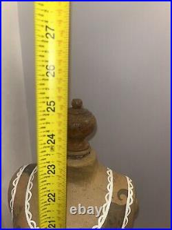 Set Of Vintage Dress Form Sewing Craft Decor Paper Mache Wood Sewing Mannequins