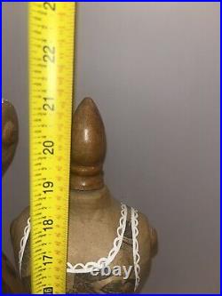 Set Of Vintage Dress Form Sewing Craft Decor Paper Mache Wood Sewing Mannequins