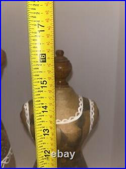 Set Of Vintage Dress Form Sewing Craft Decor Paper Mache Wood Sewing Mannequins