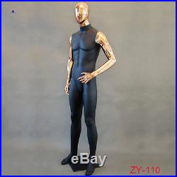 Seven Styles Available Black Fiberglass Male Mannequin With Gold Head and Arms