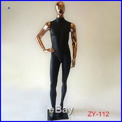 Seven Styles Available Black Fiberglass Male Mannequin With Gold Head and Arms