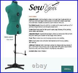 Sew You Adjustable Dress Form, Small, Opal Green