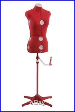 Singer Adjustable Dress Form Mannequin, Red, Small/medium Distressed Pkg
