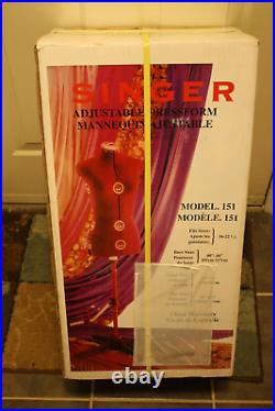 Singer Adjustable Red Dress Form Mannequin Modele 151 Fits Sizes 16-22 1/2 NIB