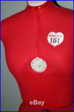 Singer Model 151 Adjustable Dress Form Mannequin Sewing Size 16 22 1/2