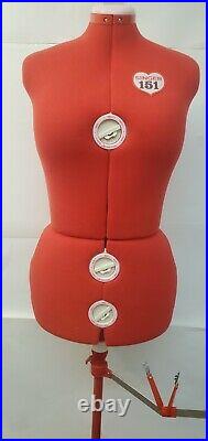 Singer Model 151 Adjustable Plus Size Red Dress Form Stand EUC