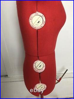 Singer Vintage Model 150 12 Dial Seamstress Adjustable Dress Form Mannequin Red