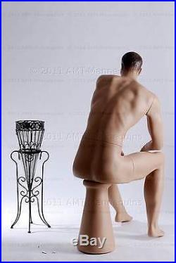 Sitting mannequin male sitting mannequin fiber glass manikin Joe +Pedestal