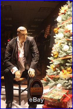 Sitting mannequin, manikin Christmas display male sitting manequin-Joe +1Pedestal