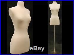 Size 2-4 Female Mannequin Dress Form+ Chrome Metal Round Base #FWPW-4 + BS-04