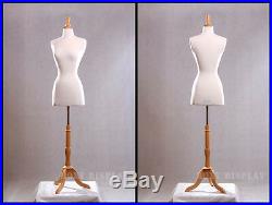 Size 6-8 Female Mannequin Dress Form FWP-W+BS-01NX Maple Wood Base