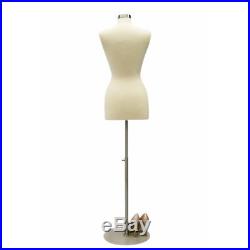 Size 6-8 Female Mannequin Dress Form FWP-W+BS-04 Chrome Metal Round Base