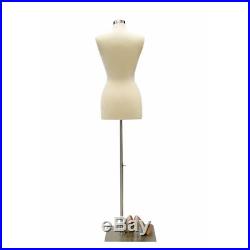 Size 6-8 Female Mannequin Dress Form FWP-W+BS-05 Chrome Metal Base
