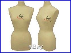Size 6-8 Female Mannequin Dress Form Size JF-FWP-W + BS-02BKX Wood Base Tripod