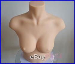 Soft Realistic Silicone Breast Form Mannequin Female Torso Cleavage Bra Display